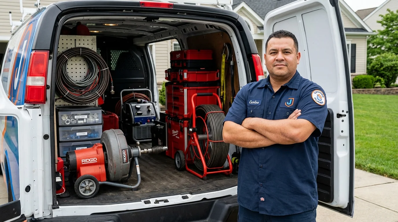 Professional drain cleaning equipment and Johns Plumbing LLC plumber in Baxter Springs