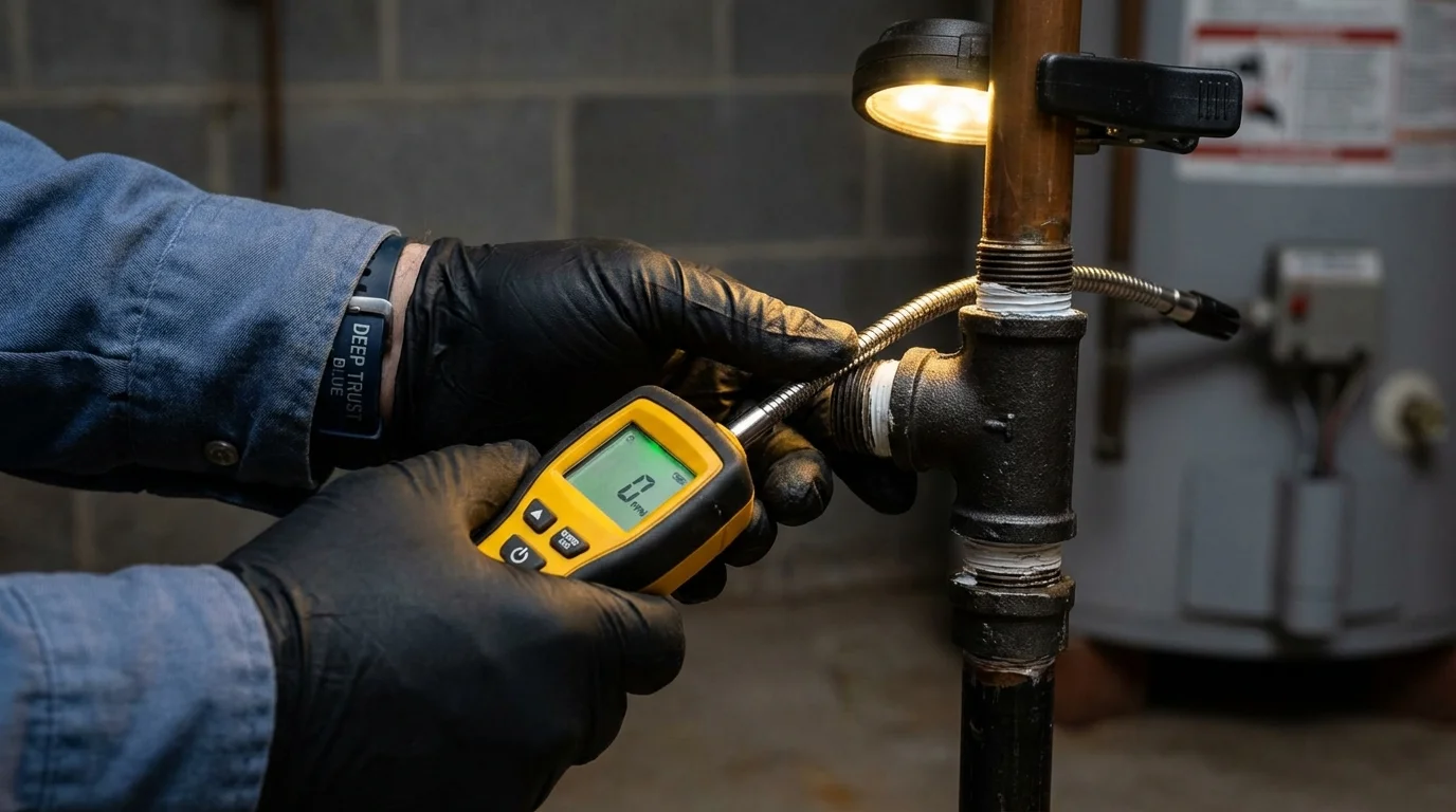 Gas leak detection with electronic sniffer by Johns Plumbing LLC in Baxter Springs