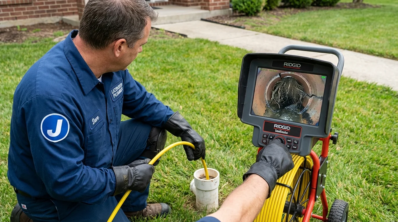 Sewer camera inspection being performed by Johns Plumbing LLC in Baxter Springs